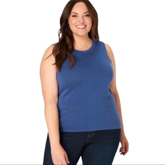 Christopher & Banks Blue Sleeveless Knit Top 14W - Picture 1 of 8